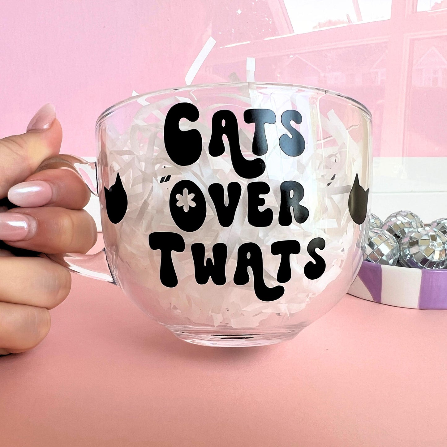 Large Glass Mug - Cats Over Twats