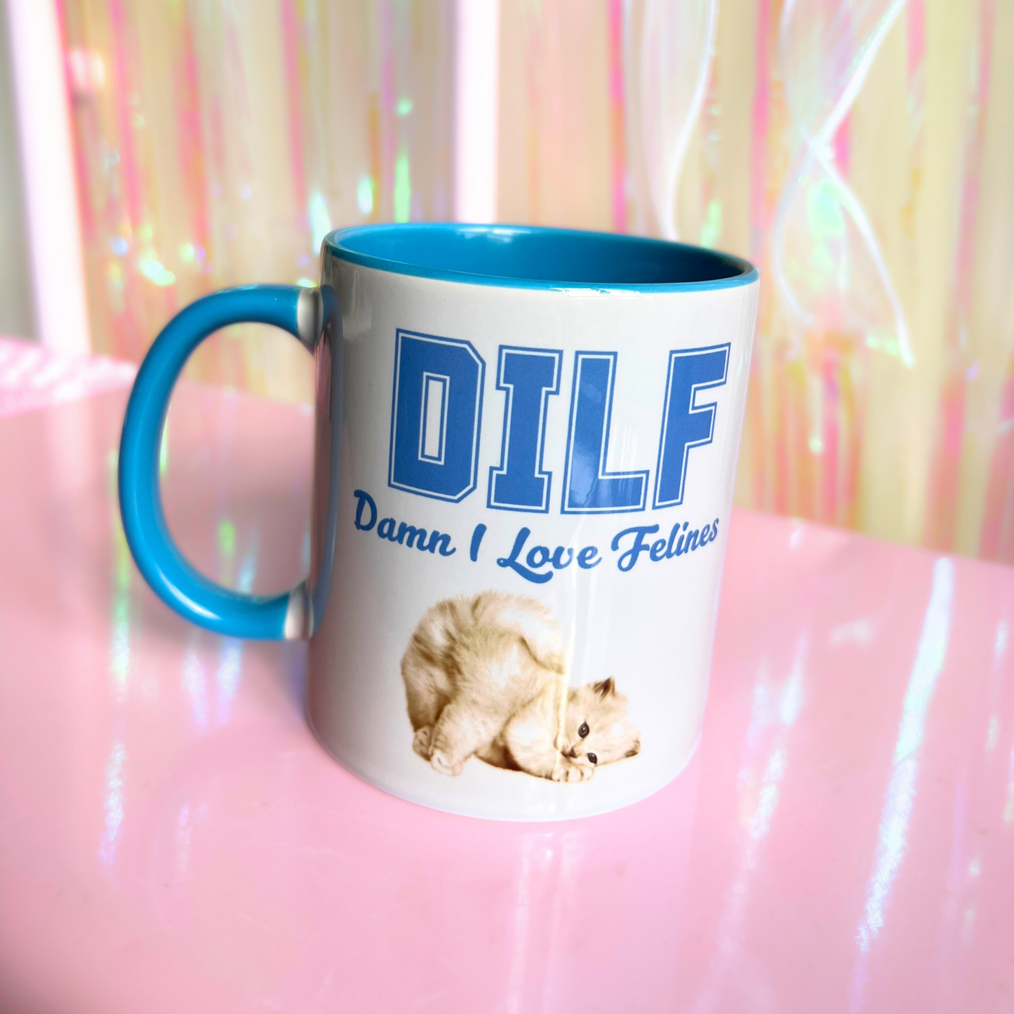 Ceramic Cat Mug - DILF - Damn I Love Felines
