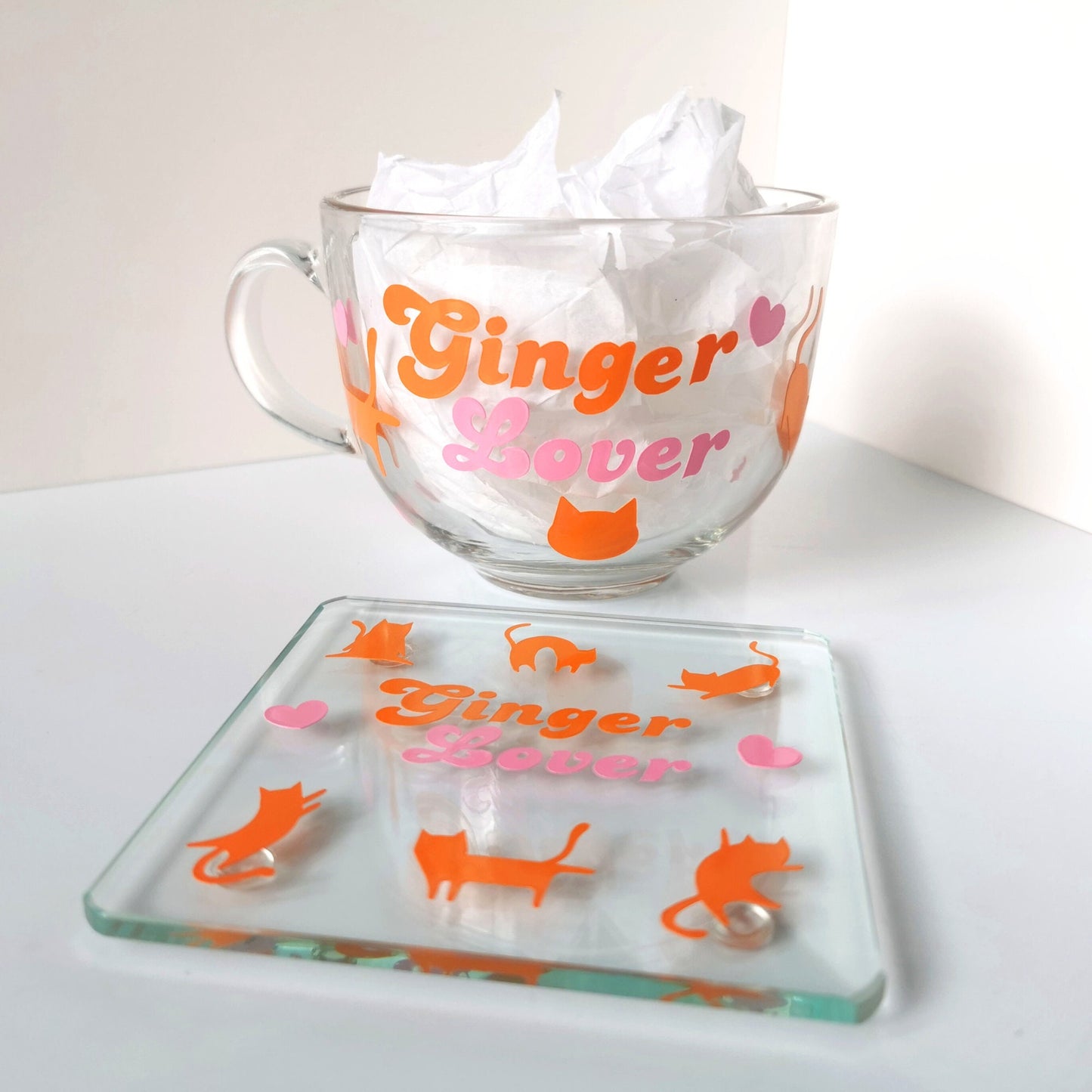 Large Glass Coffee Mug - "Ginger Lover"