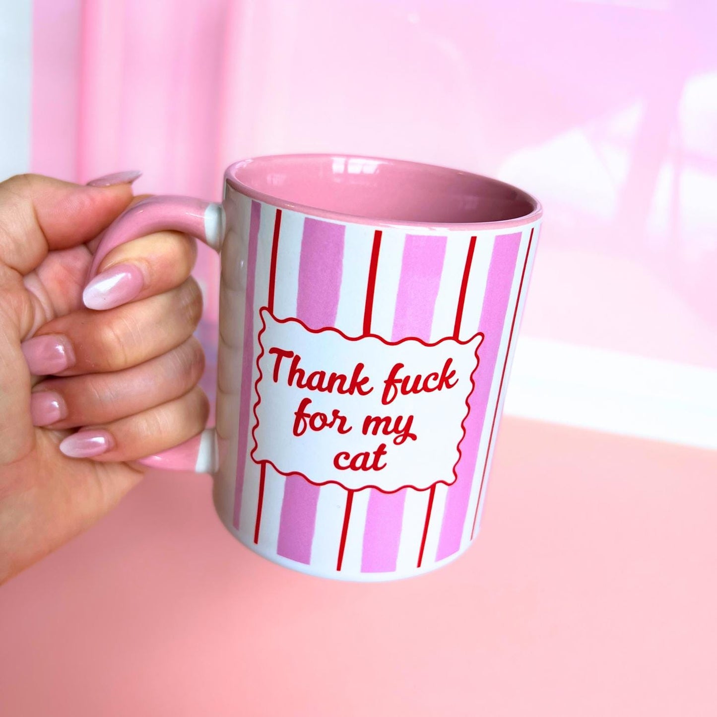 Ceramic Cat Mug - Thank Fuck For My Cat
