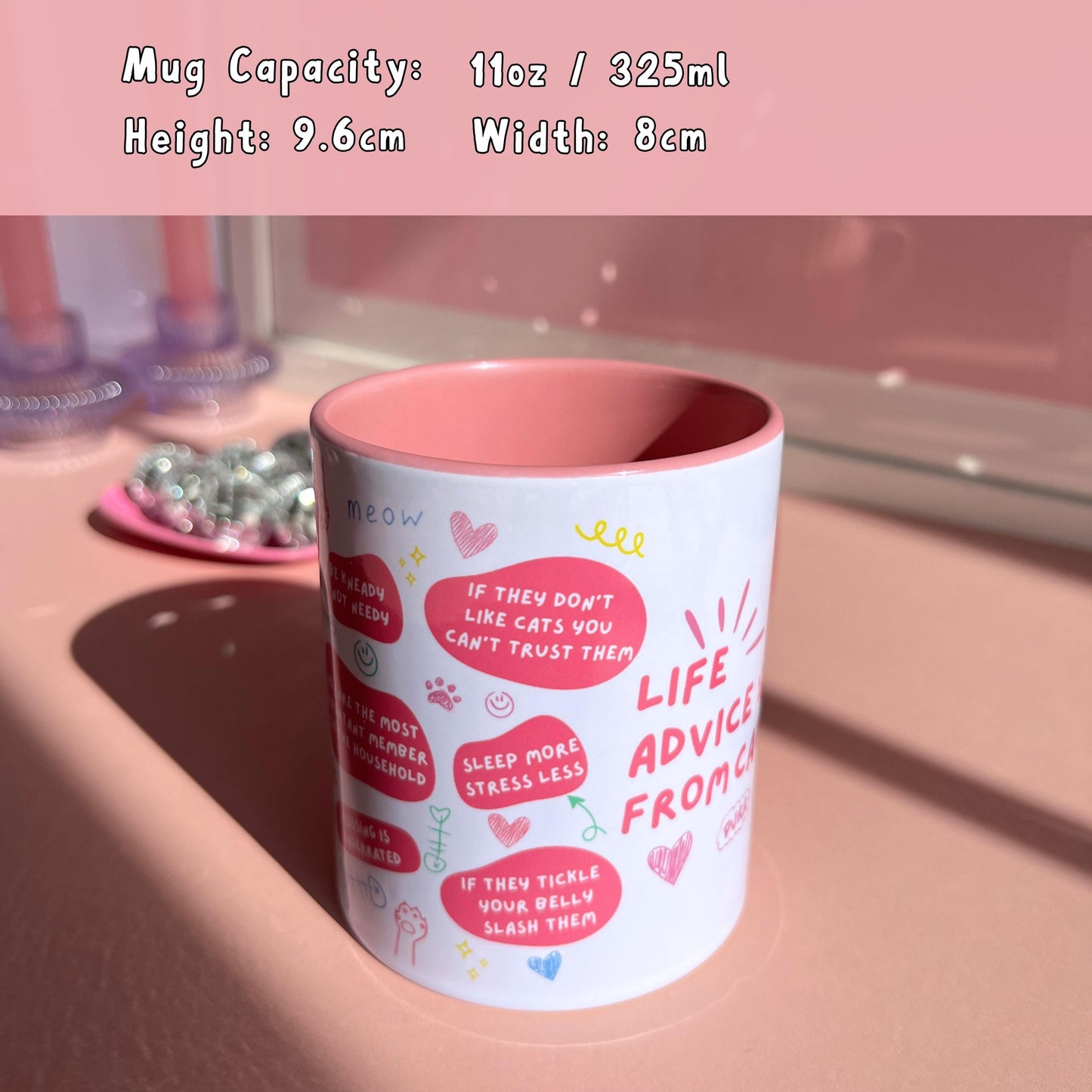 Ceramic Cat Mug - Life advice from cats
