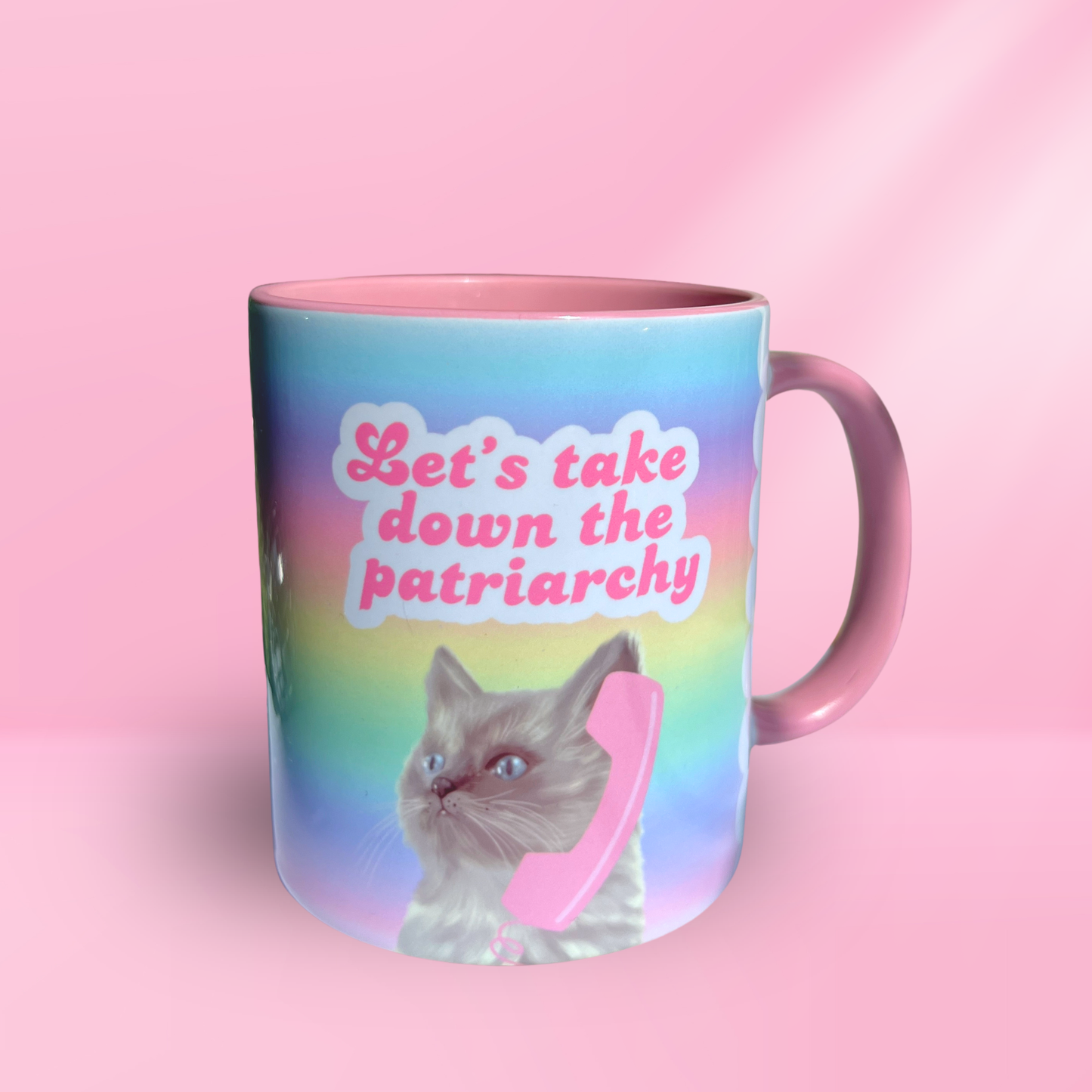 Ceramic Cat Mug - Let's take down the patriarchy