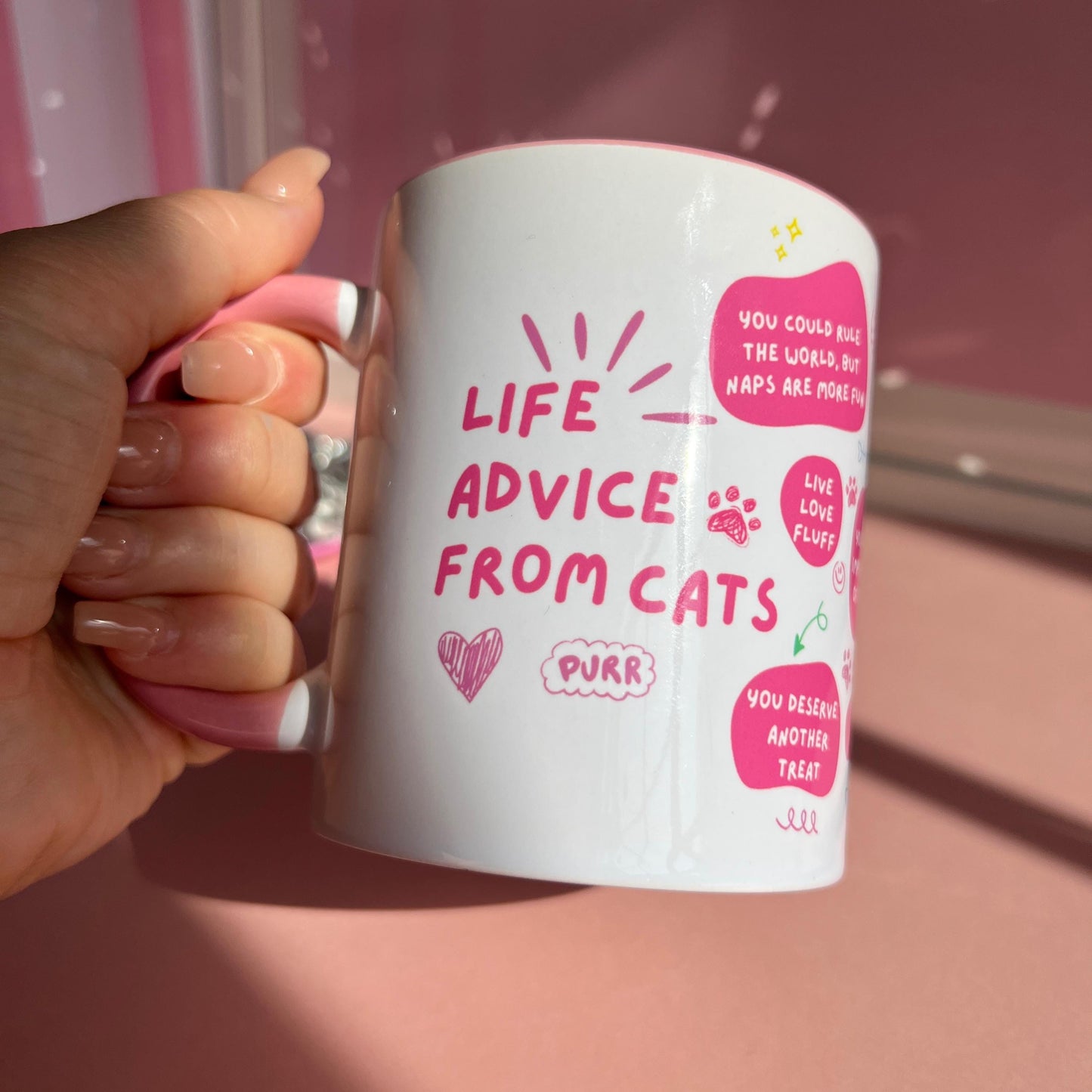 Ceramic Cat Mug - Life advice from cats