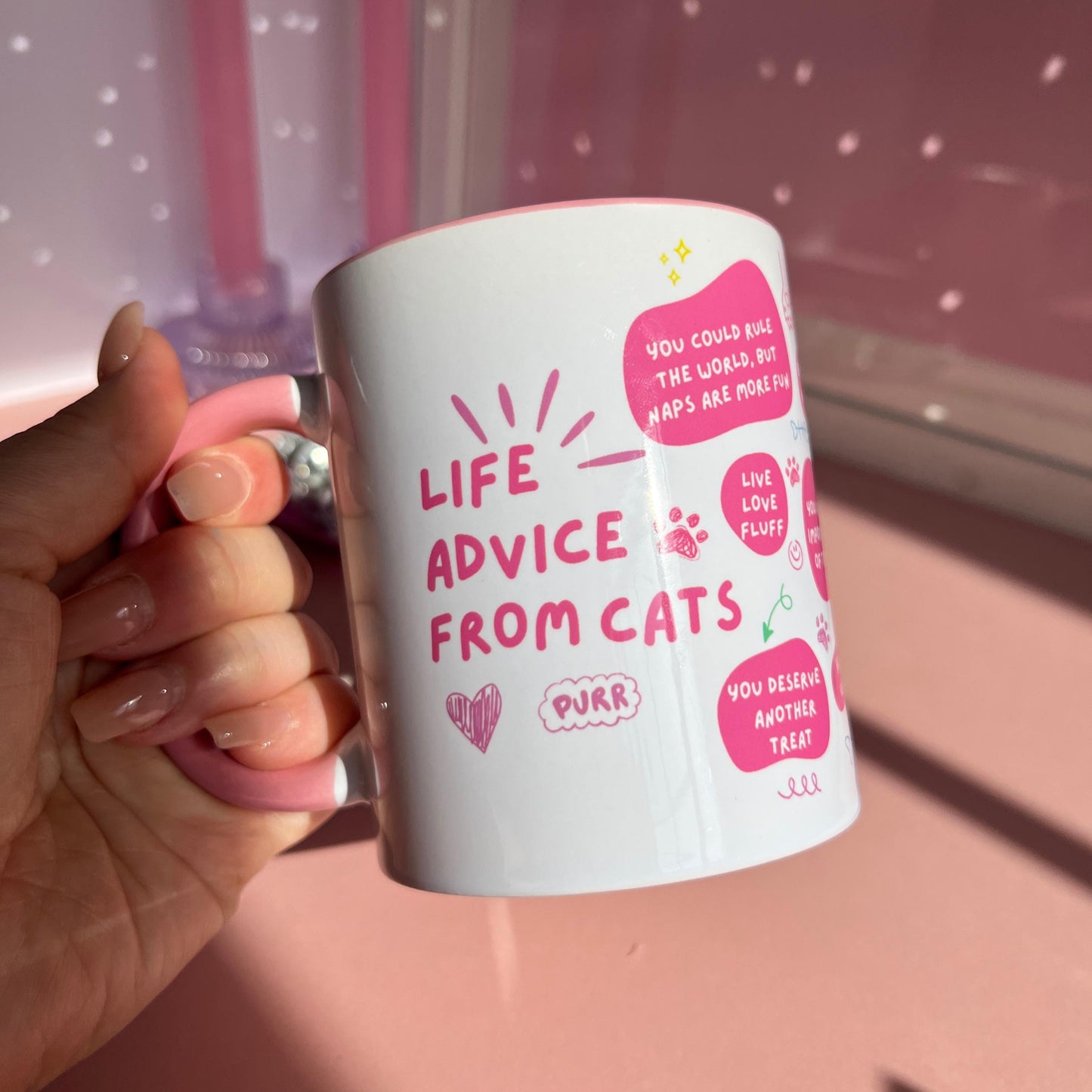 Ceramic Cat Mug - Life advice from cats
