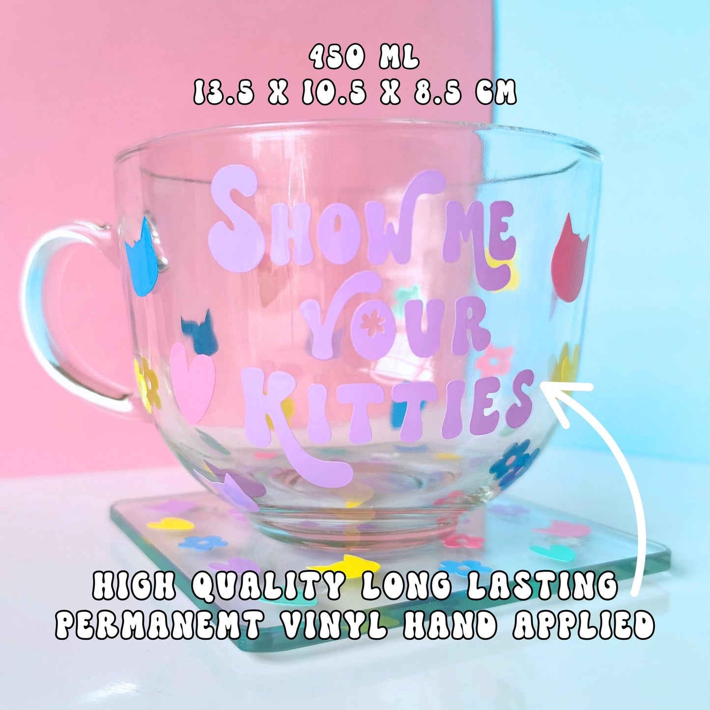 Large Glass Mug - Show Me Your Kitties