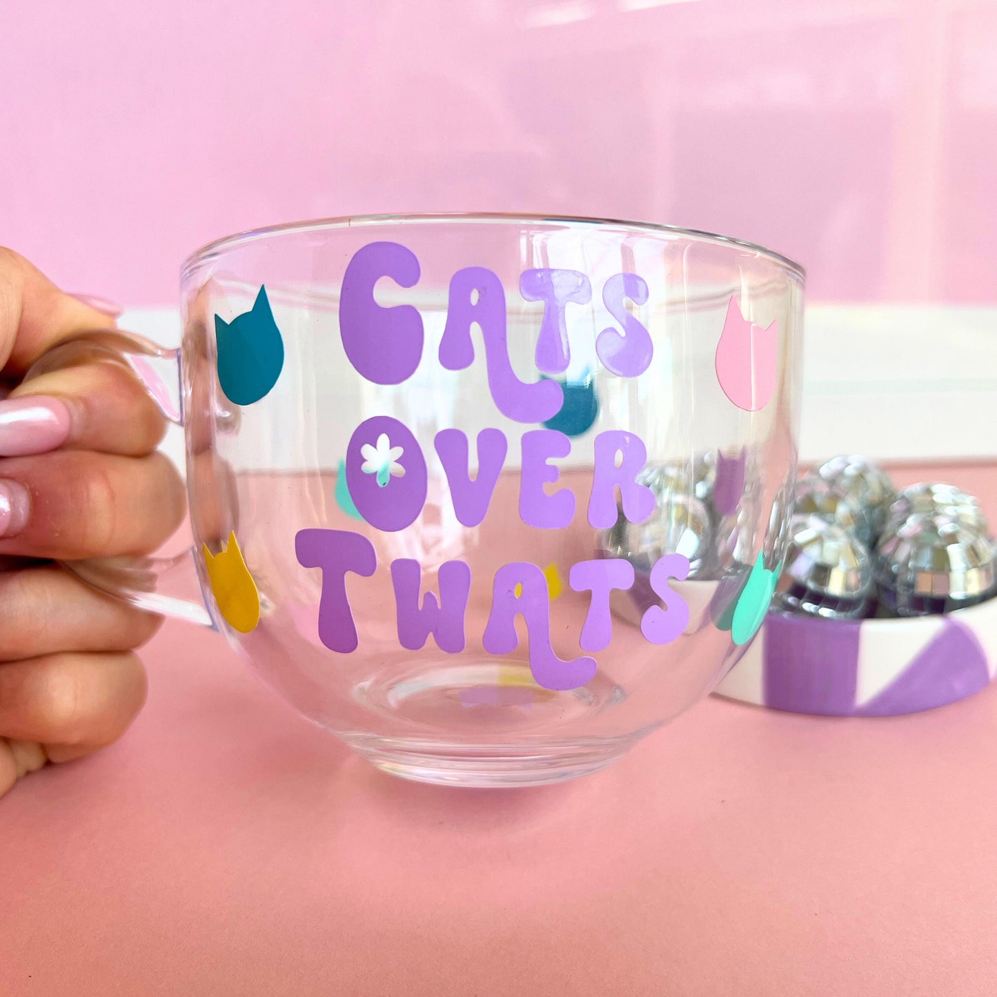 Large Glass Mug - Cats Over Twats
