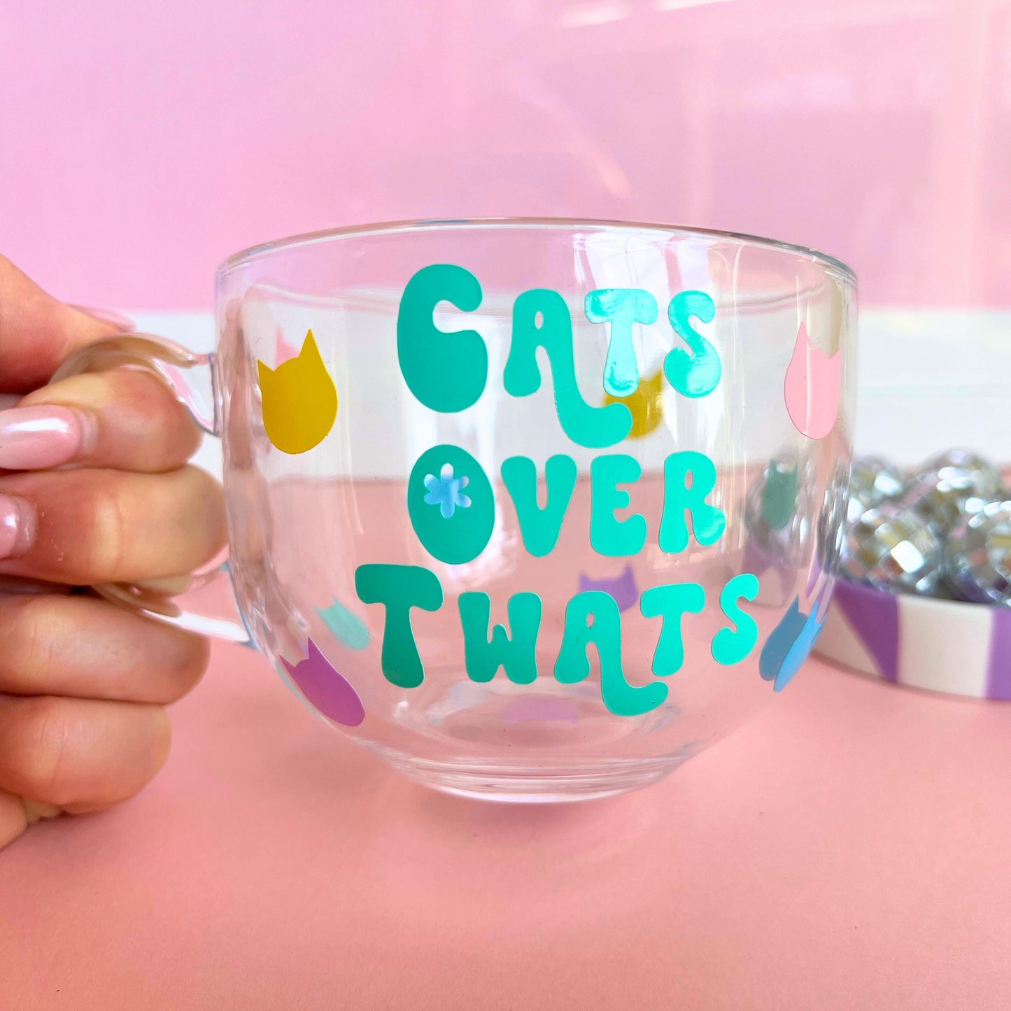 Large Glass Mug - Cats Over Twats