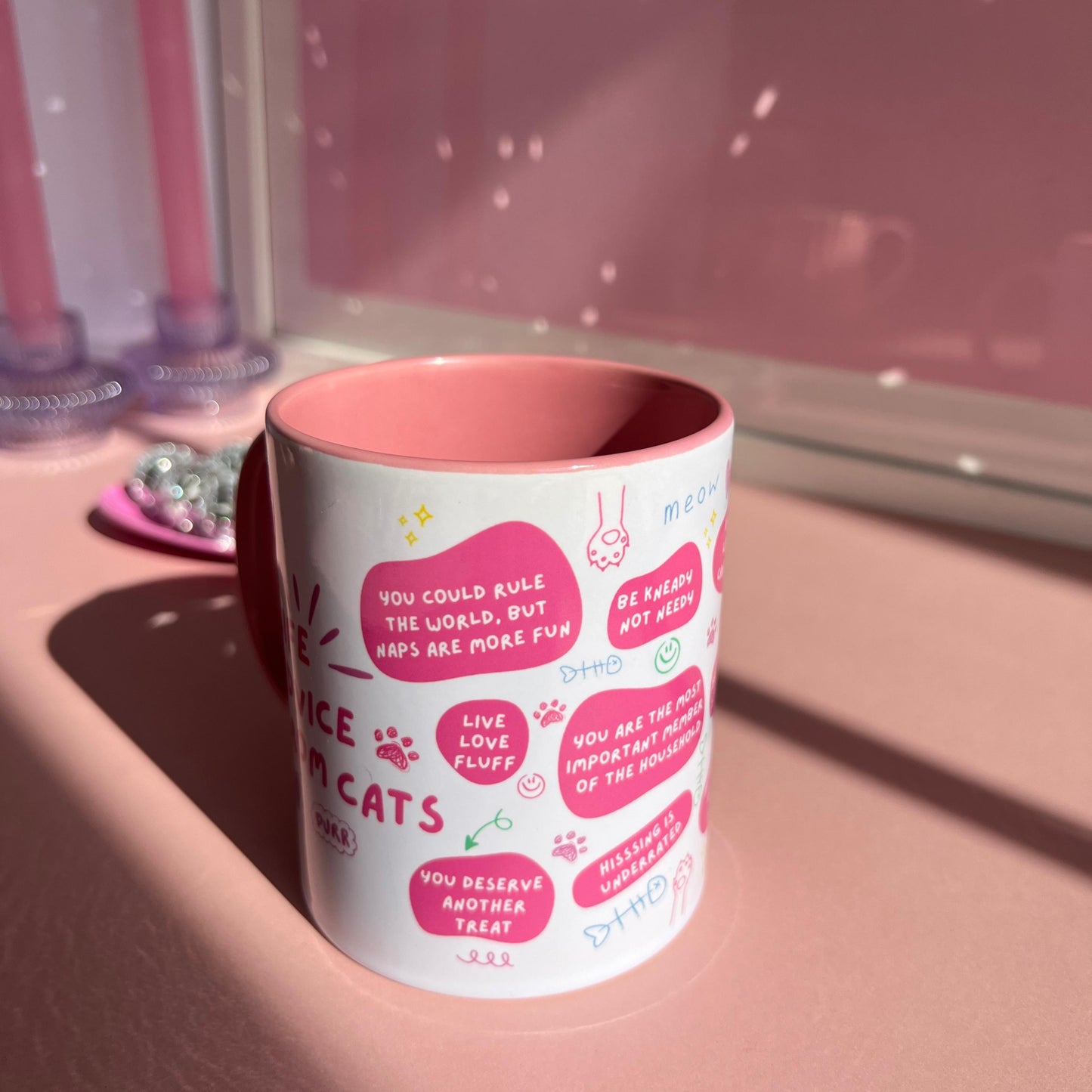 Ceramic Cat Mug - Life advice from cats