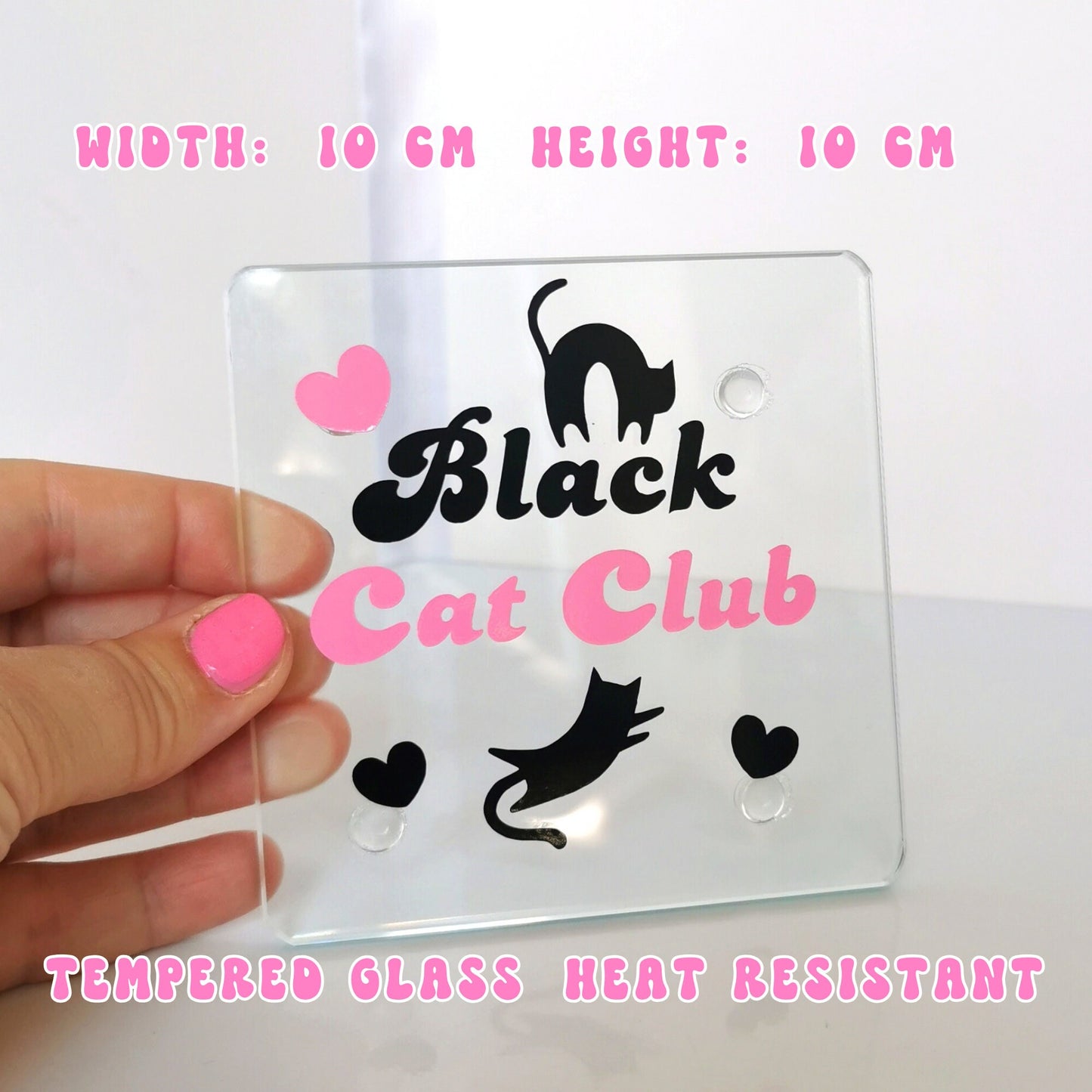 Large Glass Coffee Mug - "Black Cat Lover"