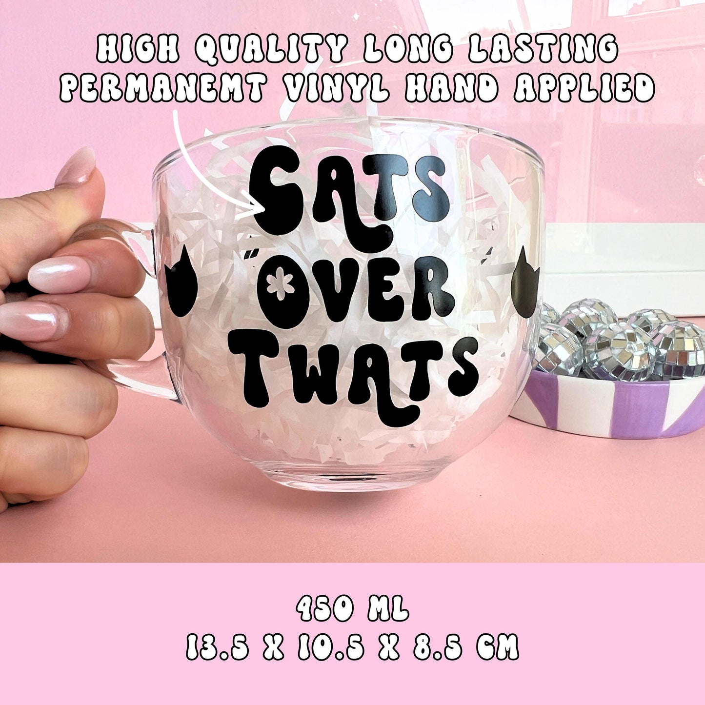 Large Glass Mug - Cats Over Twats
