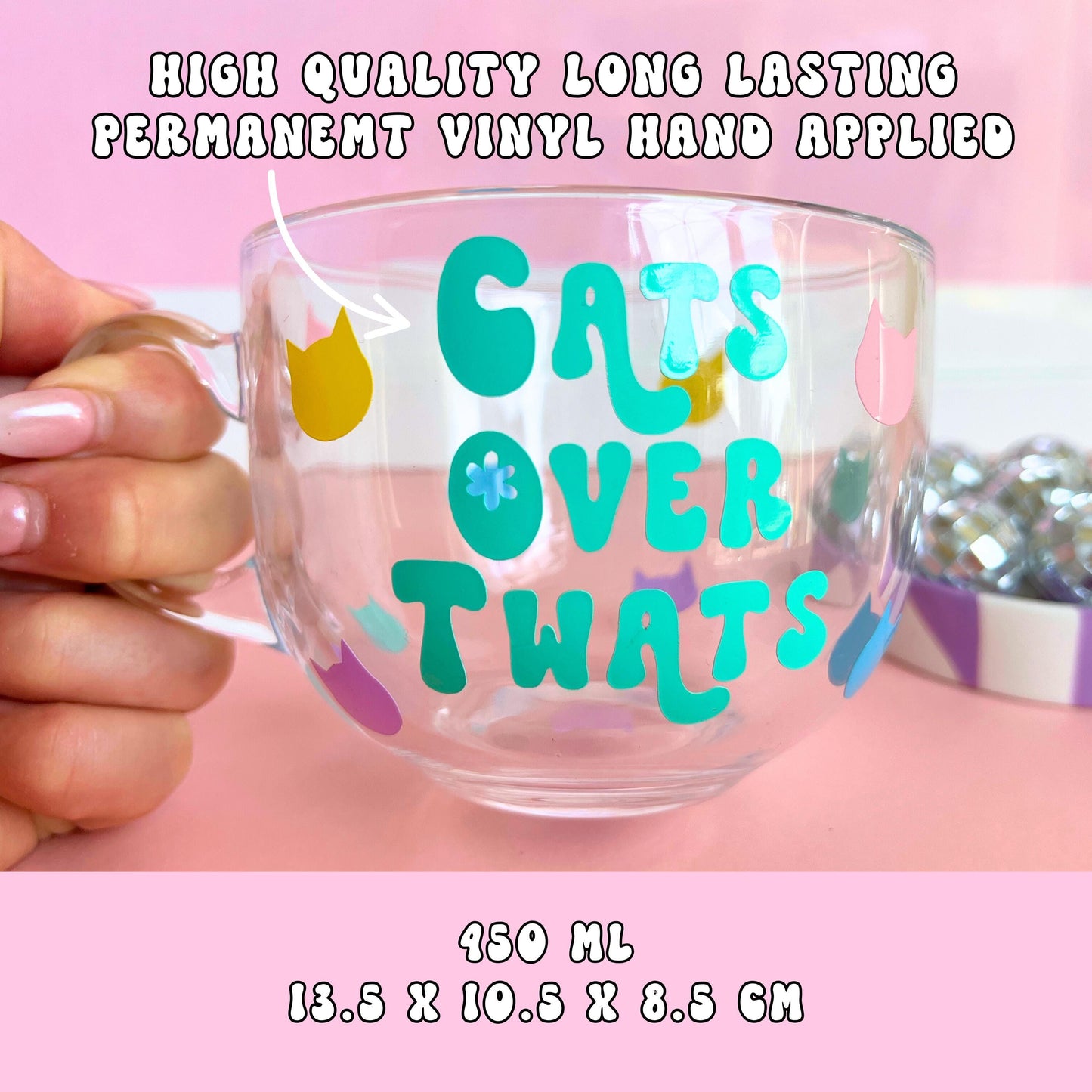 Large Glass Mug - Cats Over Twats