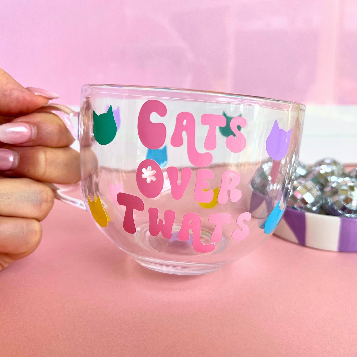 Large Glass Mug - Cats Over Twats