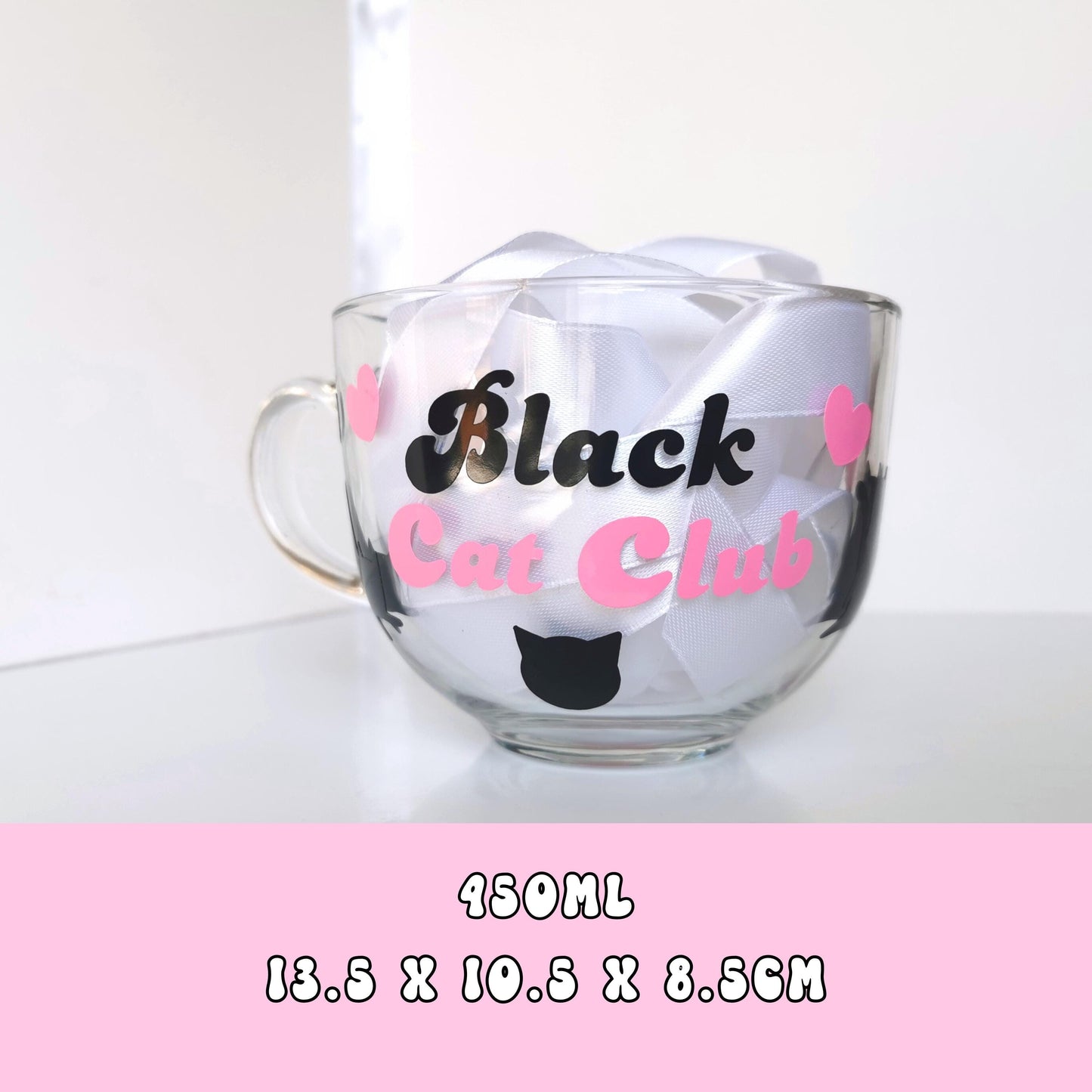 Large Glass Mug - Black Cat Lover