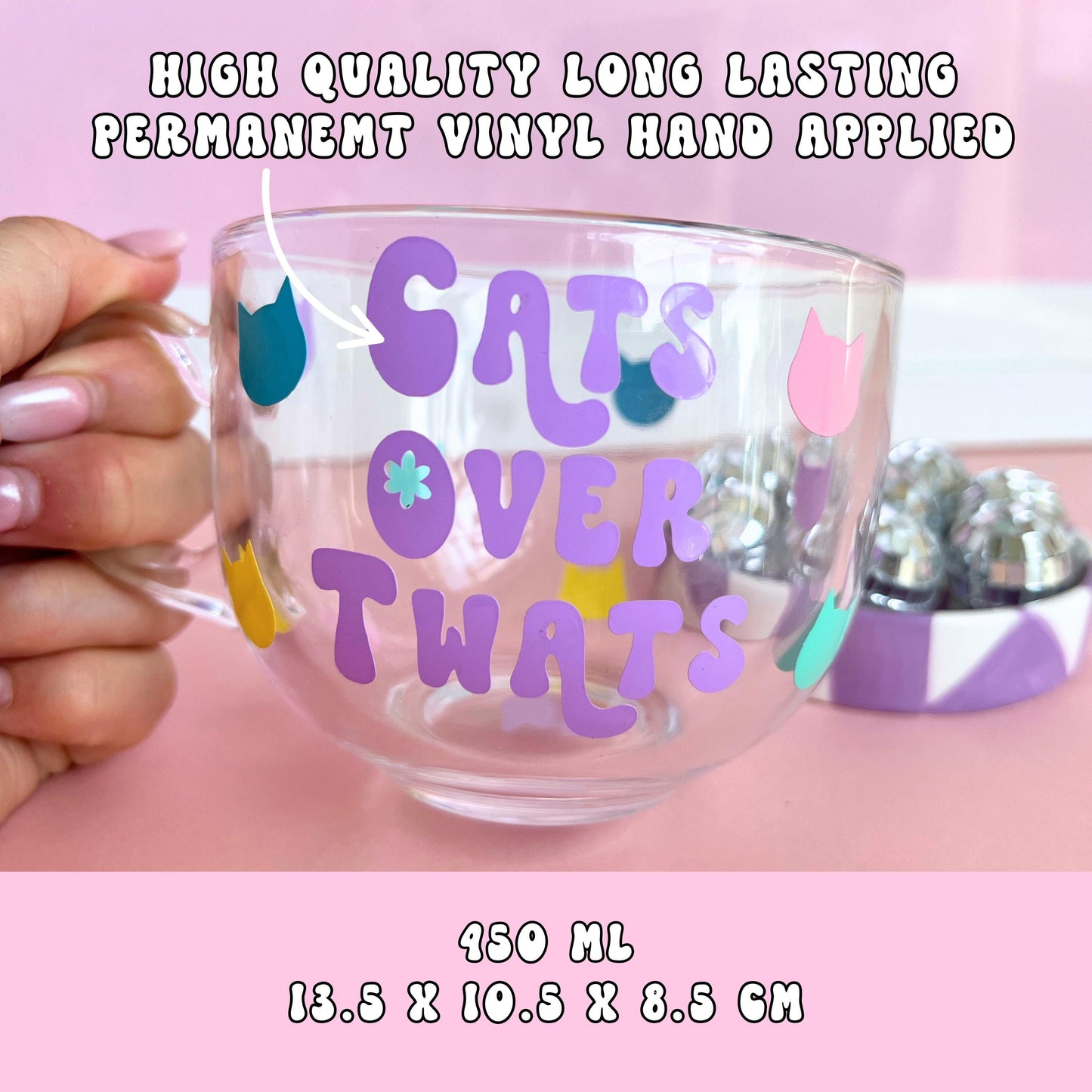 Large Glass Mug - Cats Over Twats