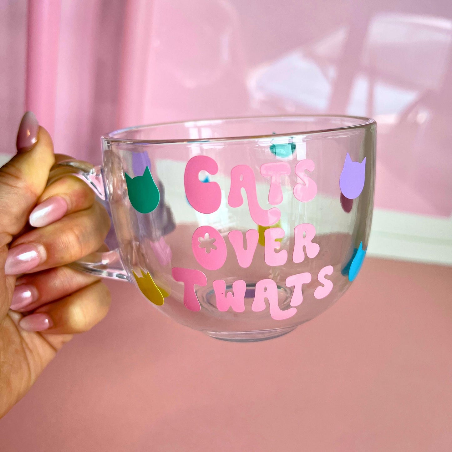 Large Glass Mug - Cats Over Twats