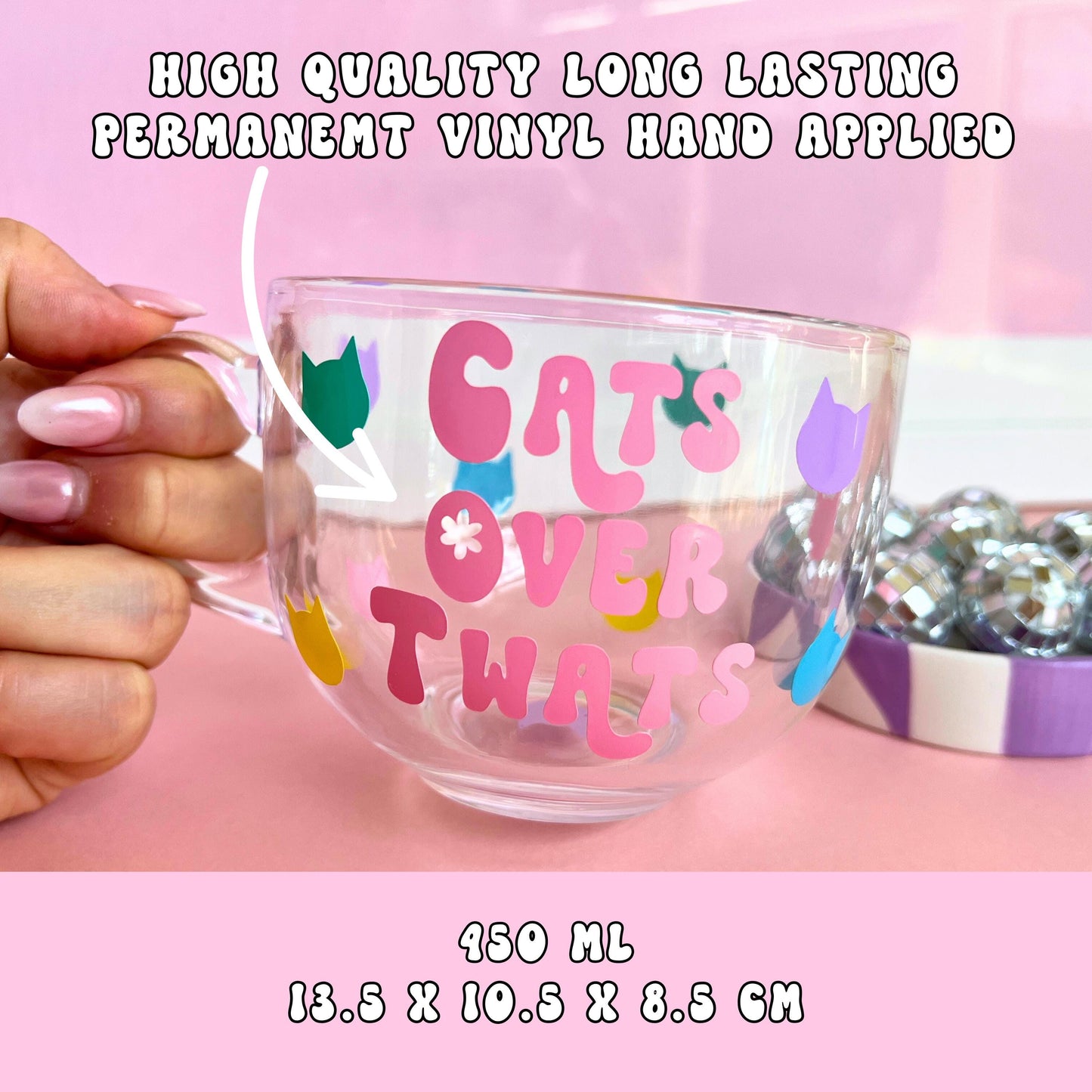 Large Glass Mug - Cats Over Twats