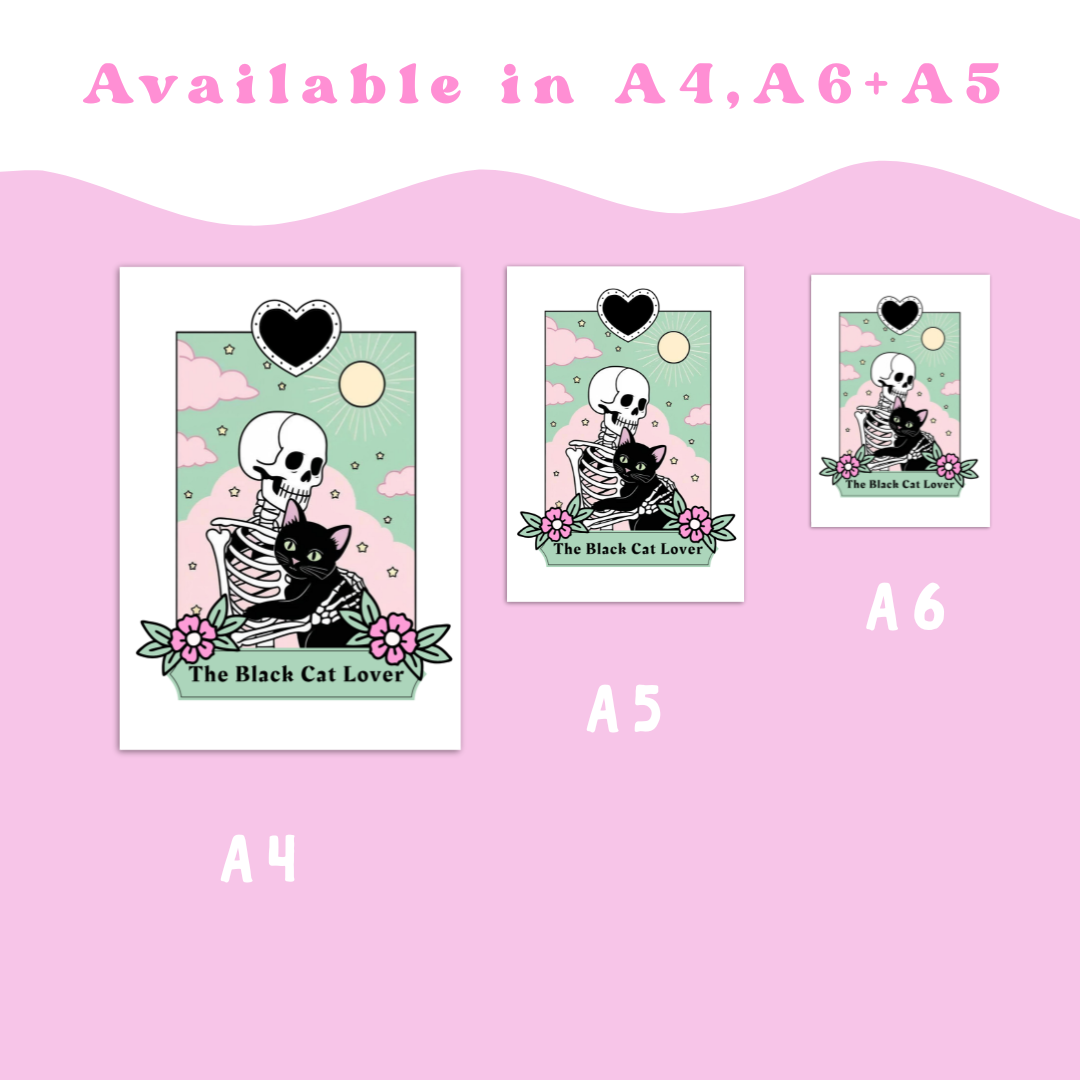 Wall Art Print - The Black Cat Lover - A6, A5 or A4