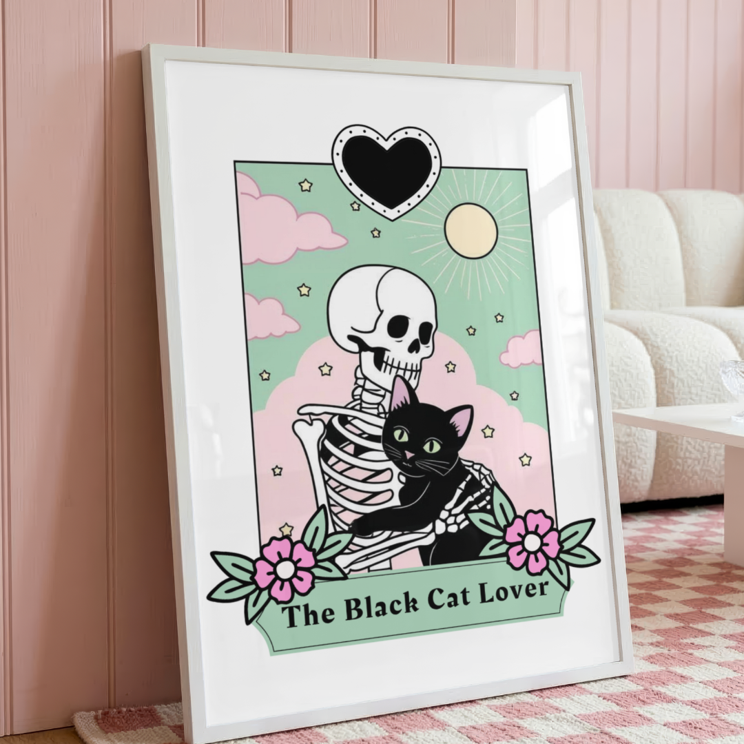 Wall Art Print - The Black Cat Lover - A6, A5 or A4