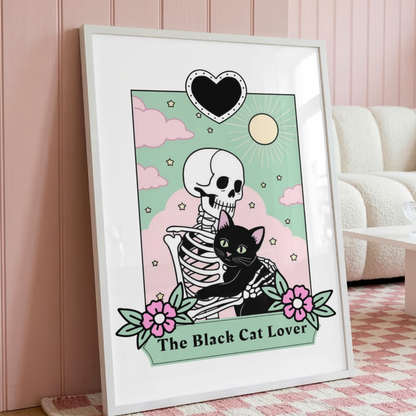 Wall Art Print - The Black Cat Lover - A6, A5 or A4