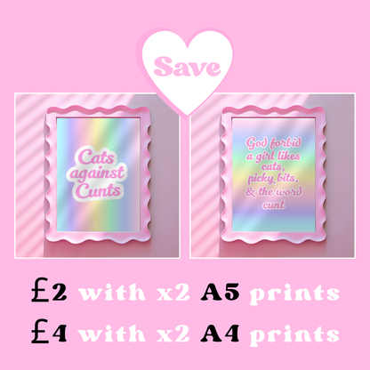 2 Print Bundle - Cats against c**** + God forbid - A4 or A5