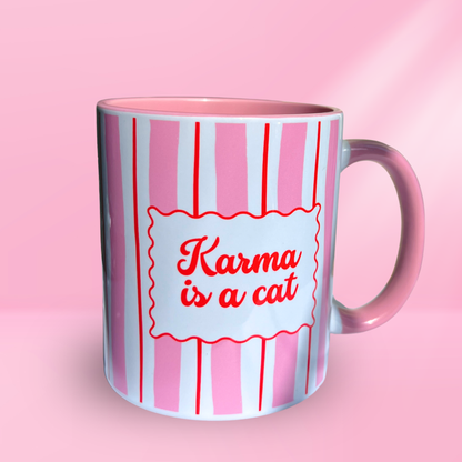 Ceramic Cat Mug - Karma Is a Cat