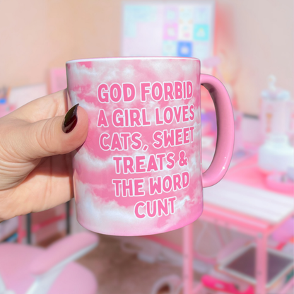 Ceramic Cat Mug - God forbid a girl loves cats, sweet treats...