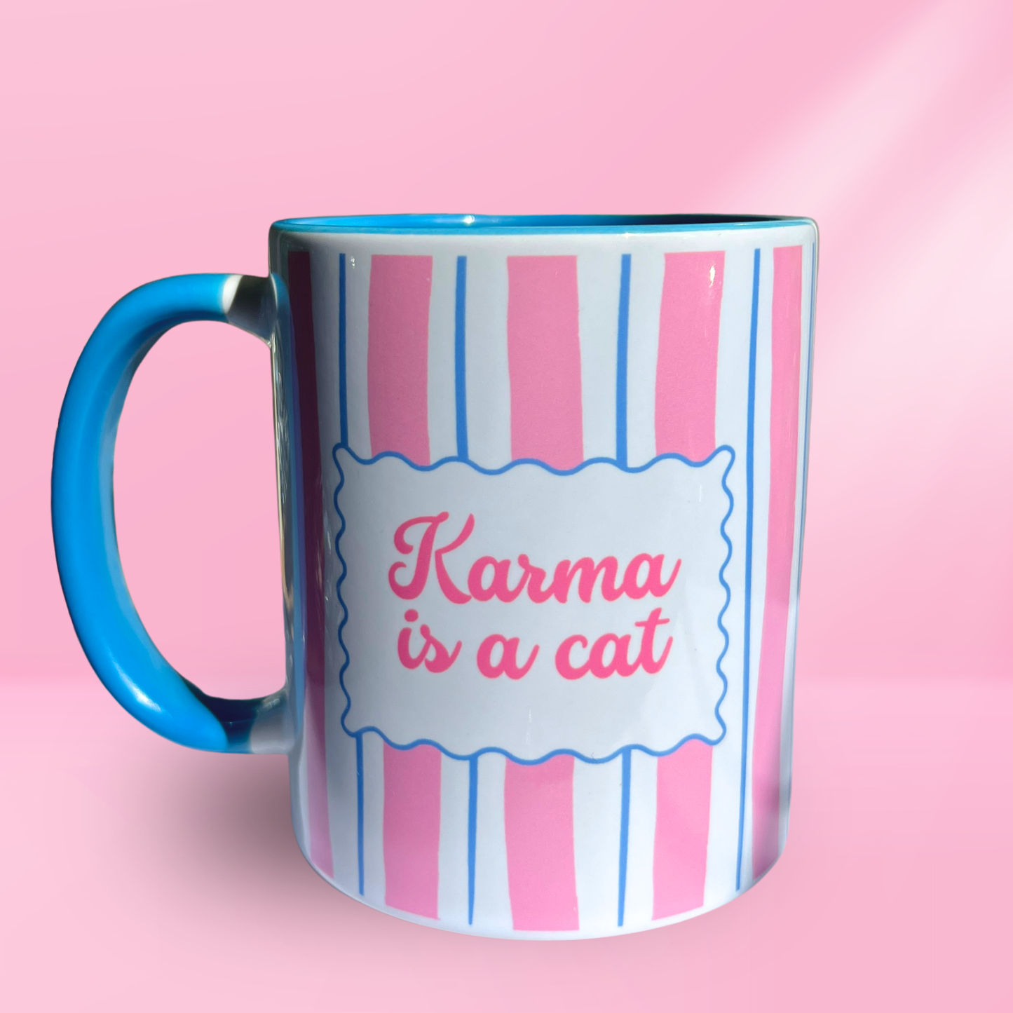 Ceramic Cat Mug - Karma Is a Cat