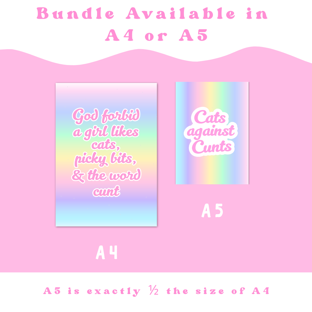 2 Print Bundle - Cats against c**** + God forbid - A4 or A5