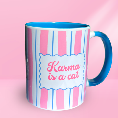 Ceramic Cat Mug - Karma Is a Cat