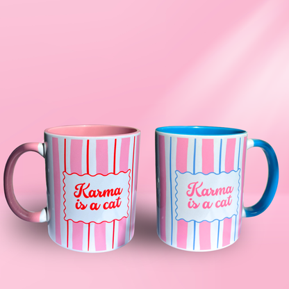 Ceramic Cat Mug - Karma Is a Cat