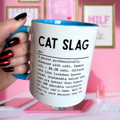 Ceramic Cat Mug - Cat Slag definition - Blue