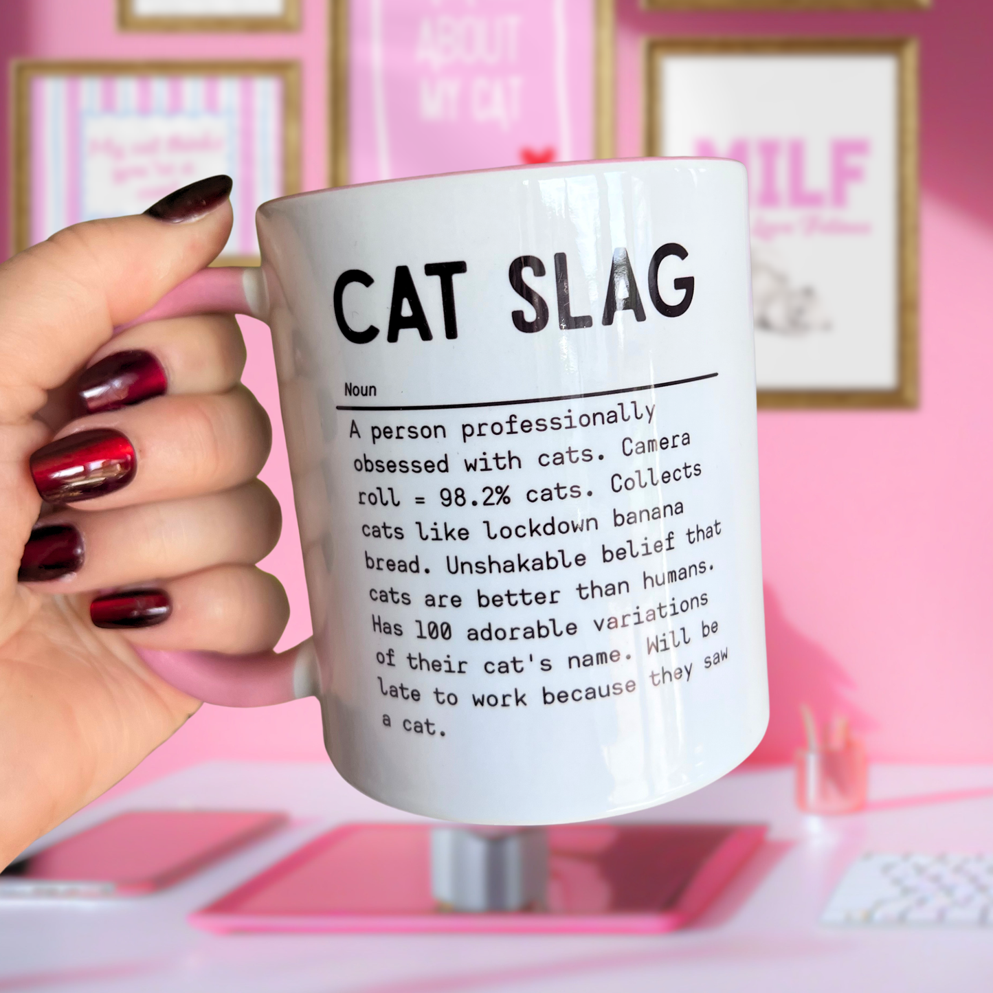 Ceramic Cat Mug - Cat Slag definition