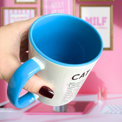 Ceramic Cat Mug - Cat Slag definition - Blue
