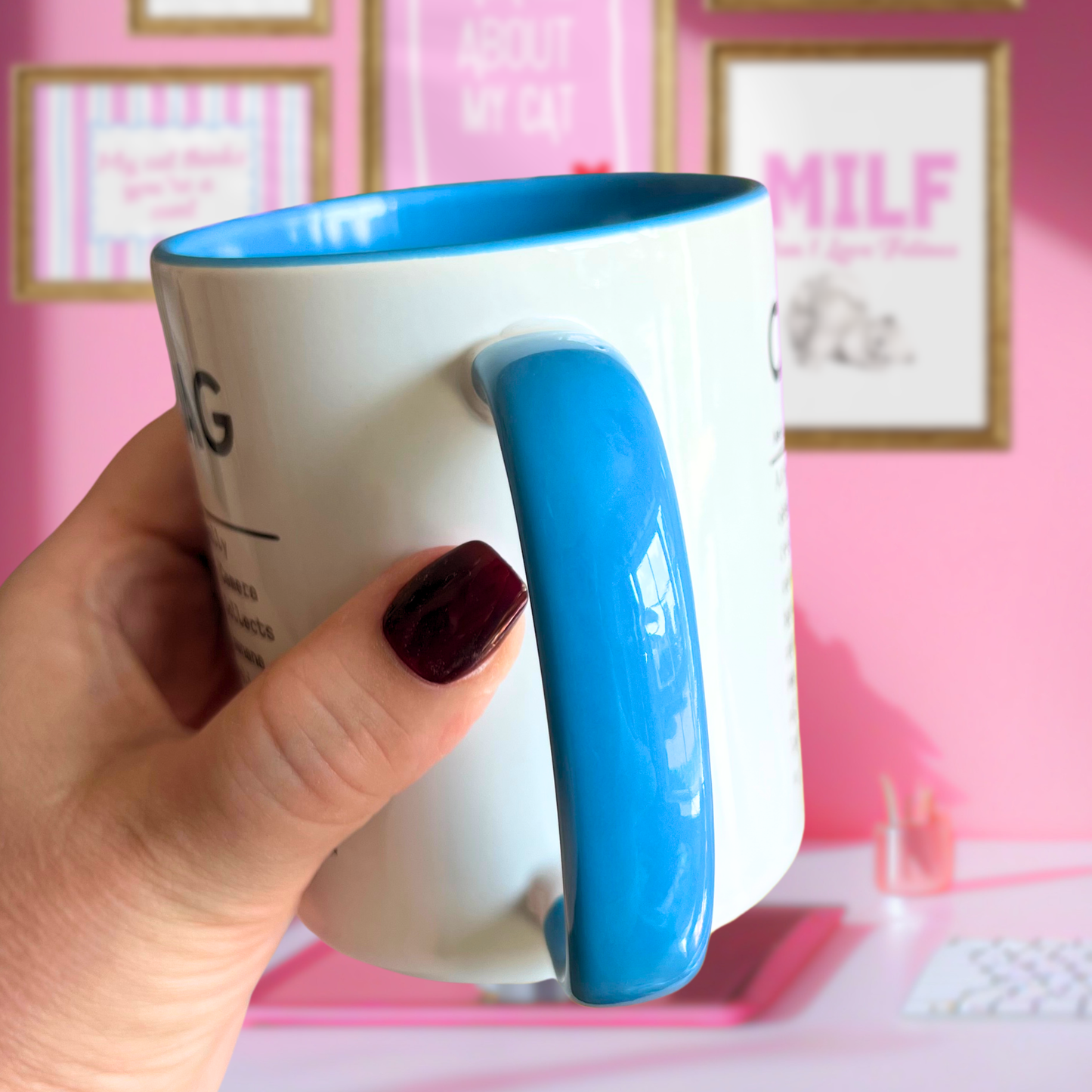 Ceramic Cat Mug - Cat Slag definition - Blue