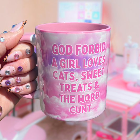 Ceramic Cat Mug - God forbid a girl loves cats, sweet treats...