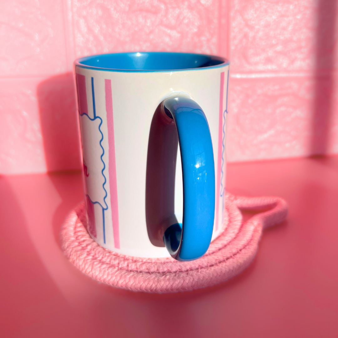 Ceramic Cat Mug - Cats Over Twats (Pink+Blue)