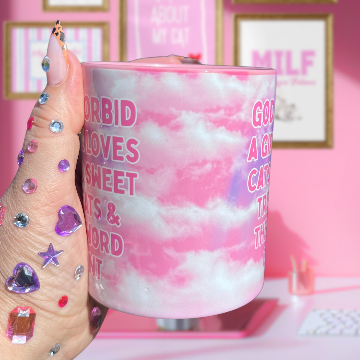 Ceramic Cat Mug - God forbid a girl loves cats, sweet treats...