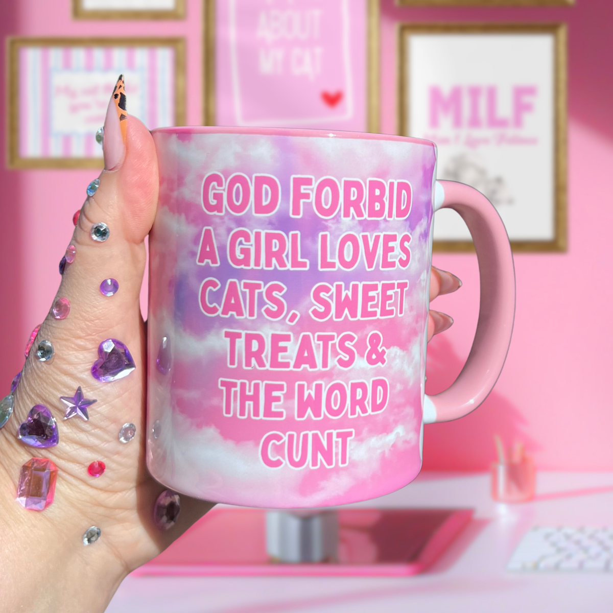 Ceramic Cat Mug - God forbid a girl loves cats, sweet treats...