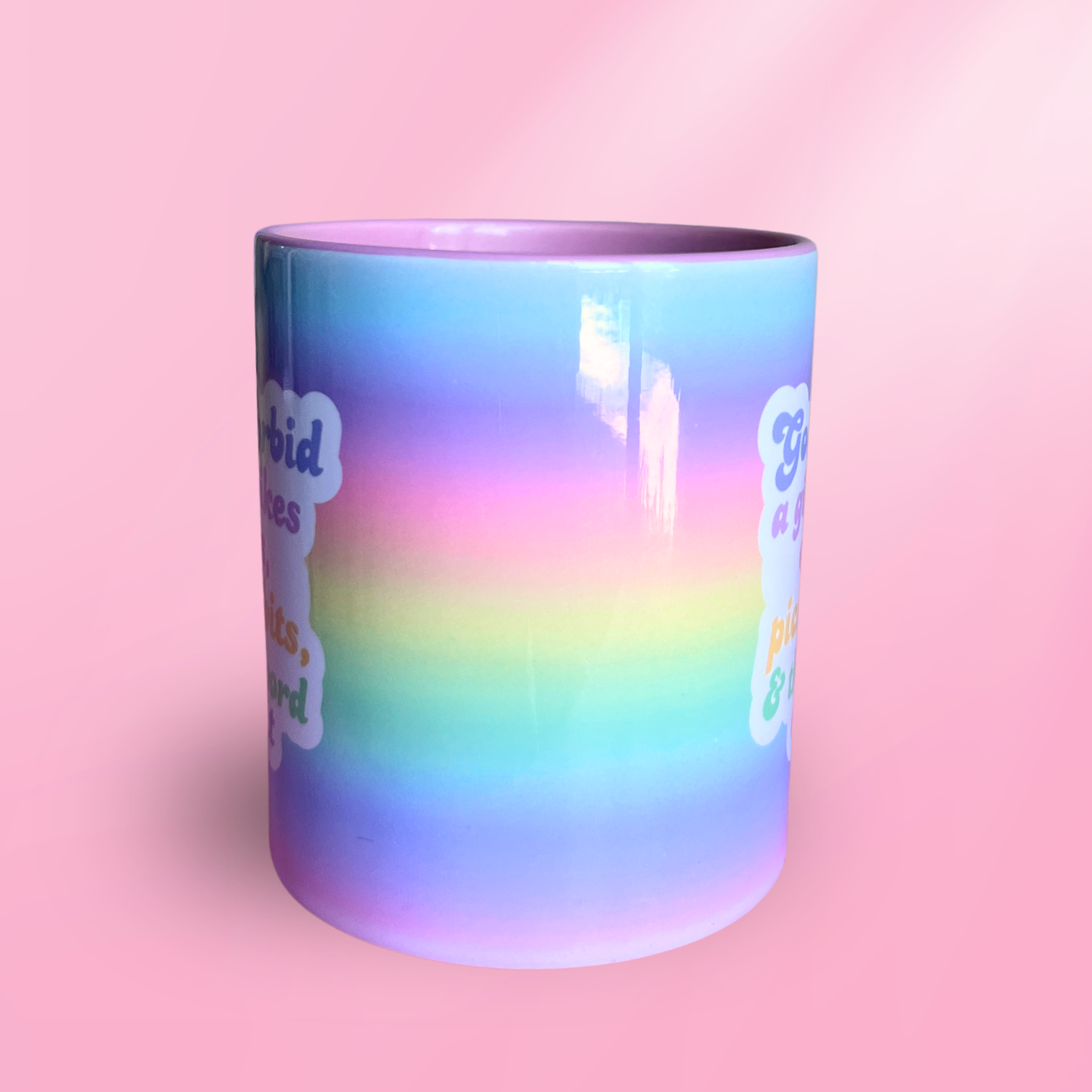 Ceramic Cat Mug - God forbid a girl likes cats, picky bits & the word cunt