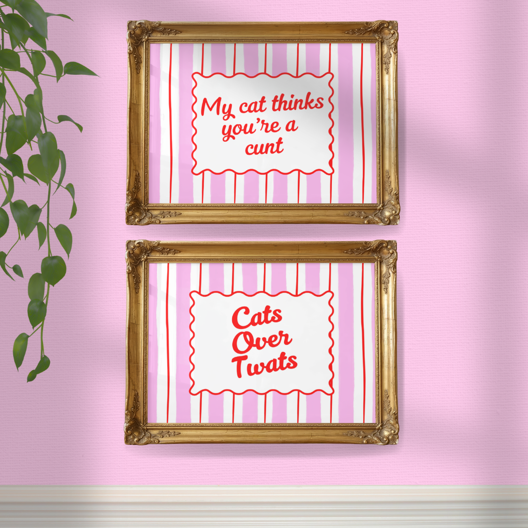 2 Print Bundle - Cats over twats + My cat thinks you're a c*** - A4 or A5