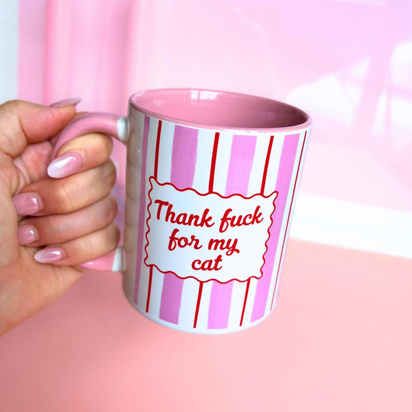 Ceramic Cat Mug - Thank F*** For My Cat