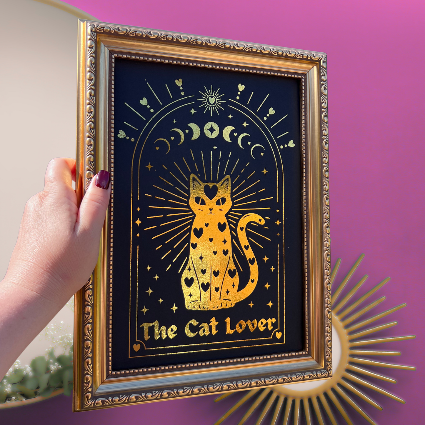 Premium Gold Foil Print - The Cat Lover - A5 or A4