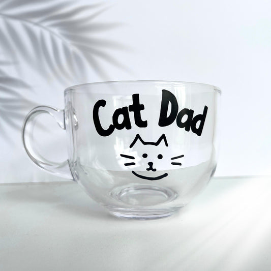 Large Glass Mug - Cat Dad