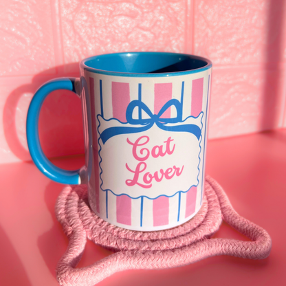 Ceramic Cat Mug - Cat Lover (Blue+Pink)