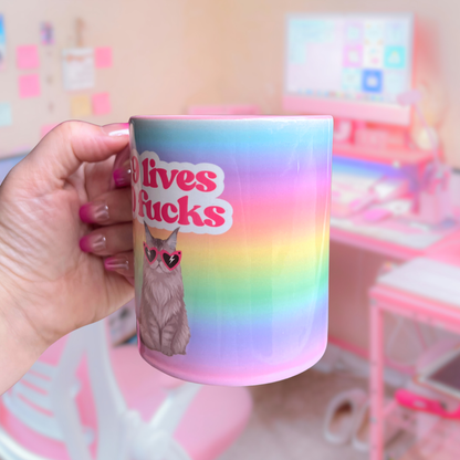 Ceramic Cat Mug - 9 lives 0 F****