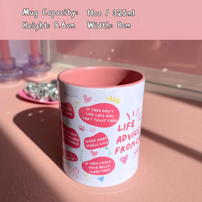 Ceramic Cat Mug - Life advice from cats