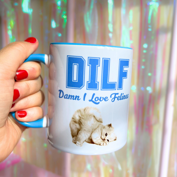 Ceramic Cat Mug - DILF - Damn I Love Felines