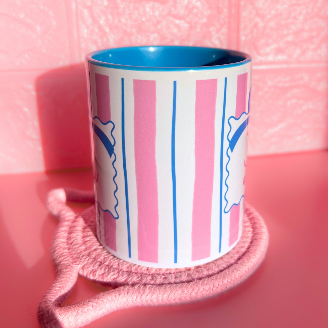 Ceramic Cat Mug - Cat Lover (Blue+Pink)