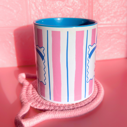 Ceramic Cat Mug - Cat Lover (Blue+Pink)