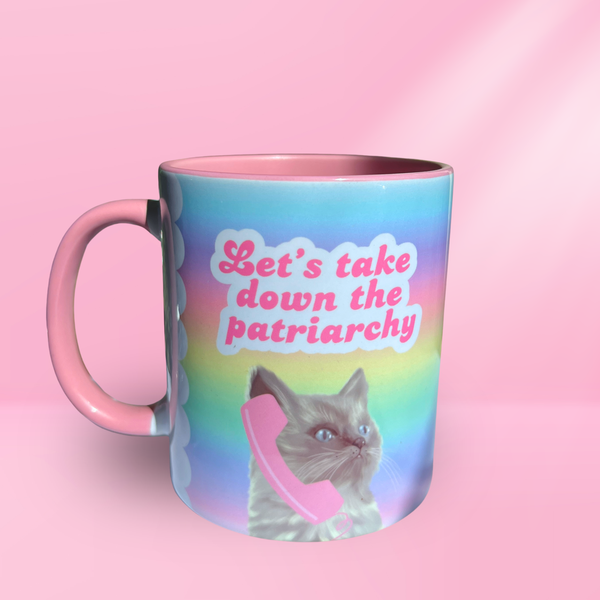 Ceramic Cat Mug - Let's take down the patriarchy